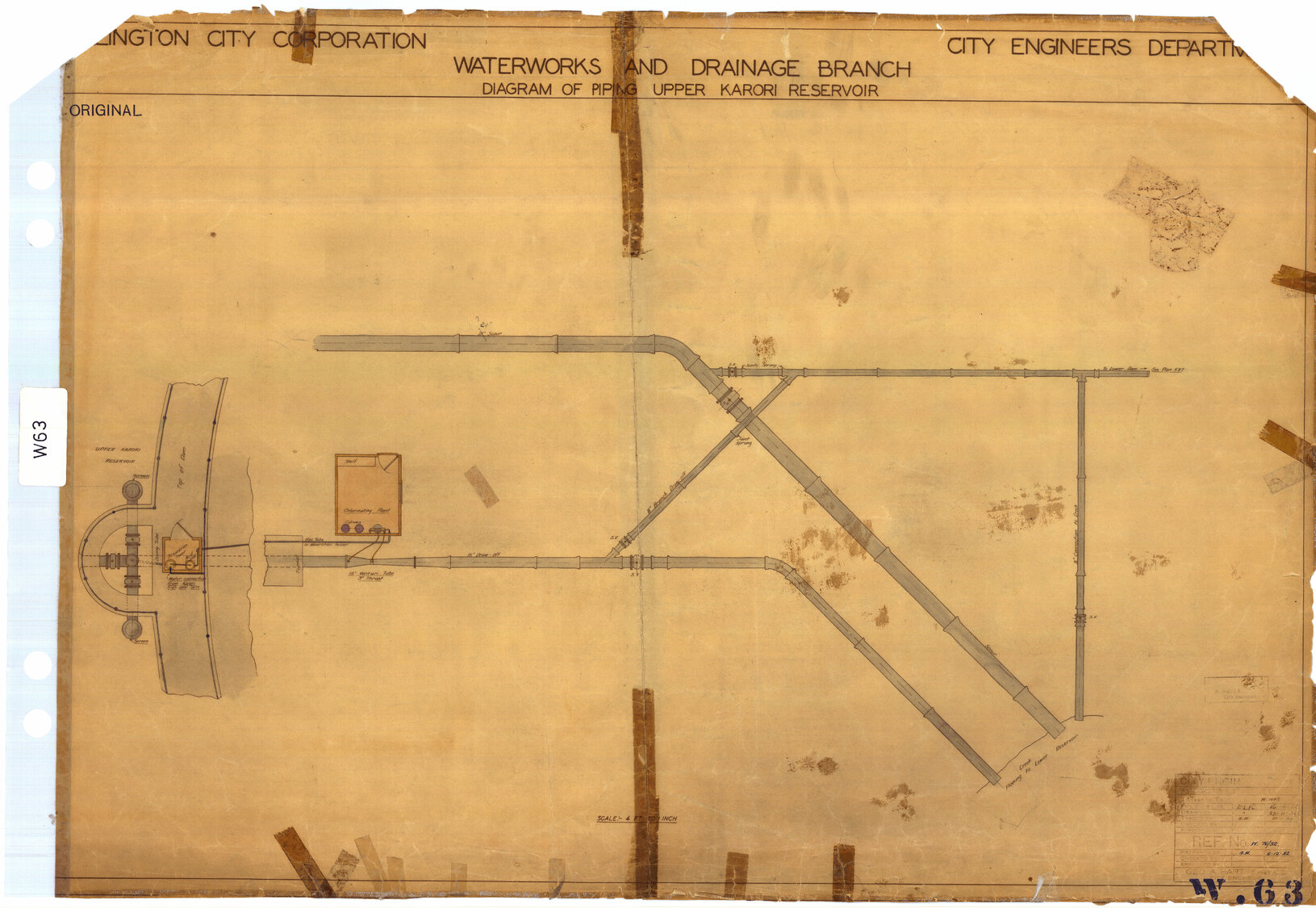Upper Karori Reservoir, diagram of piping - 06 December 1932