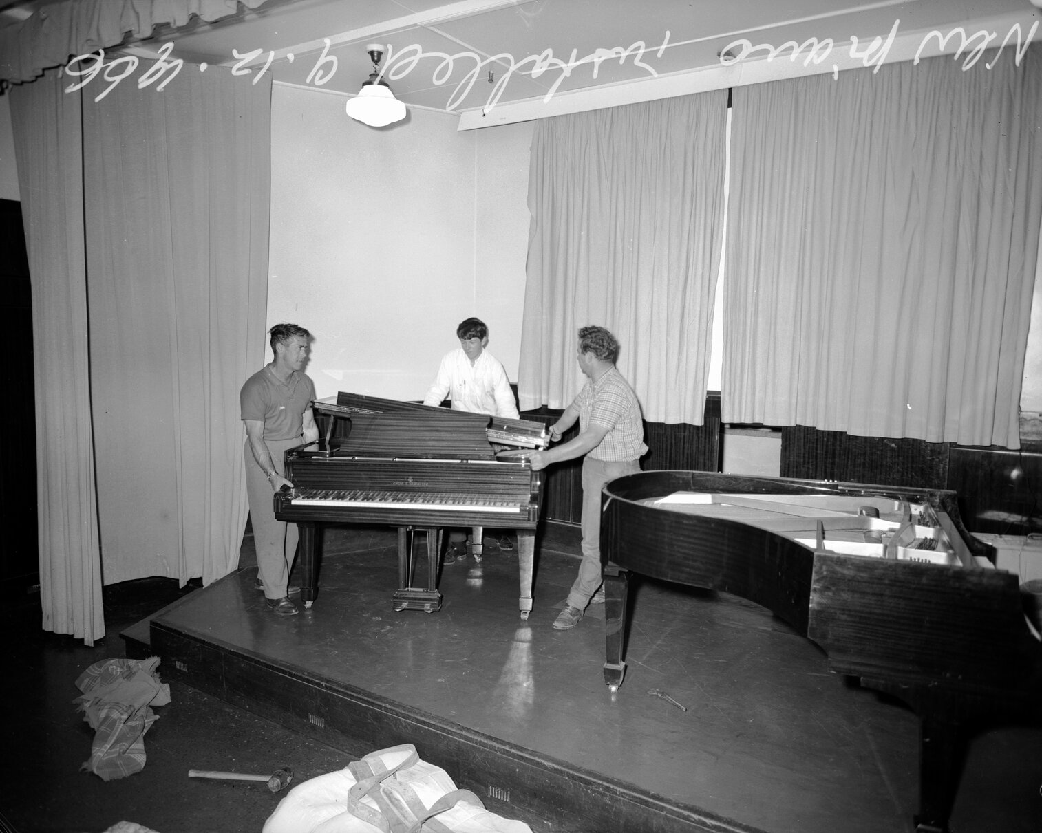 Wellington Public Library: installing pianos