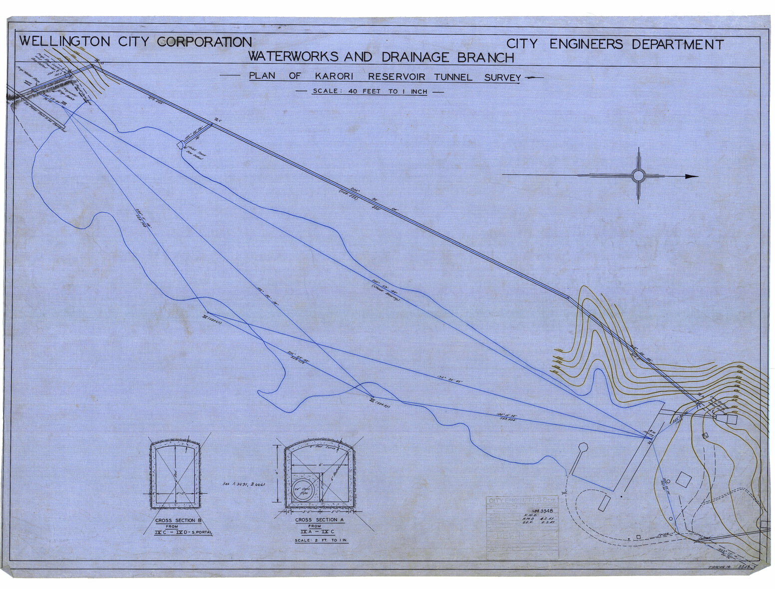 Plan of Karori Reservoir tunnel survey - 4 February 1947