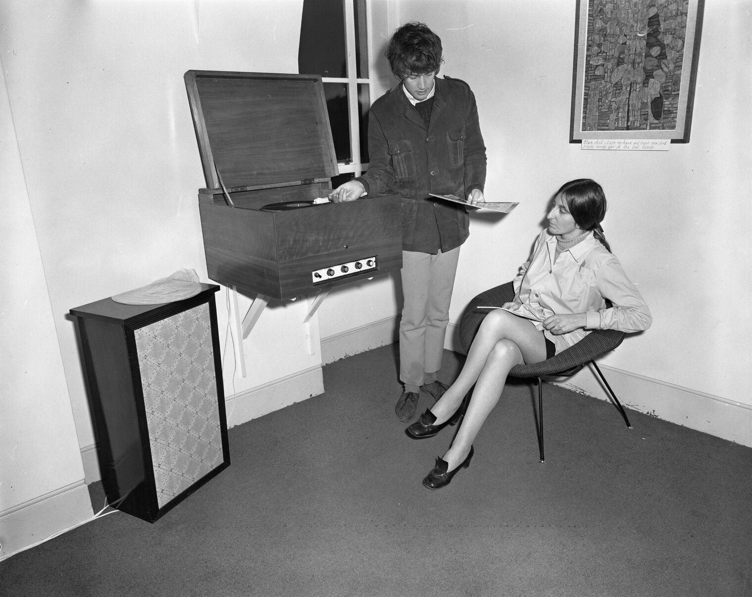 Wellington Public Library: Music Room with Reference Room staff: J Campbell &amp; G Campbell (not related)