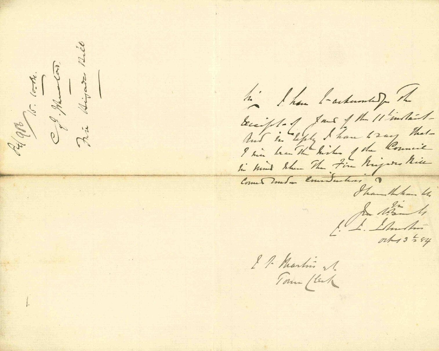 Fire Brigade Bill - C J Johnston