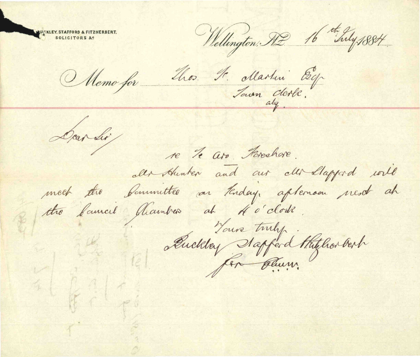 Appointment for tomorrow (18th inst) - Buckley, Stafford and Fitzherbert