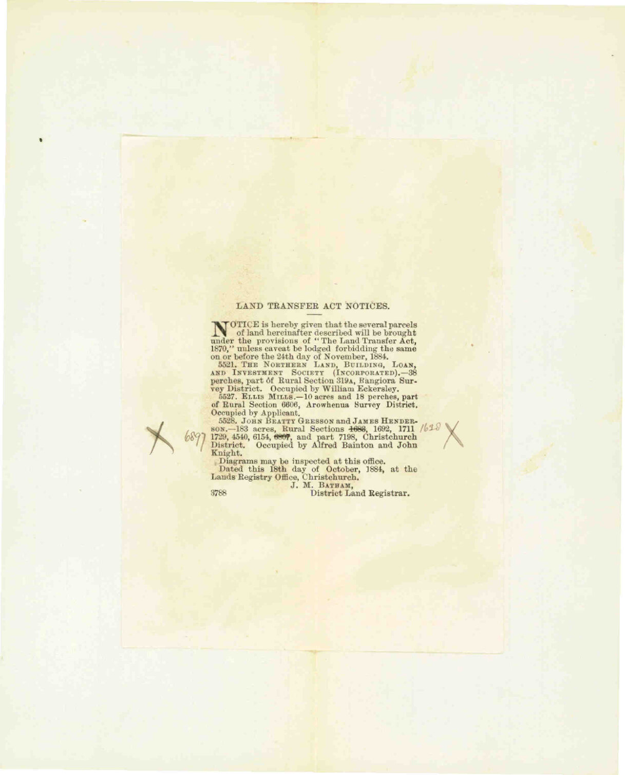 Hendersons property, Christchurch District - Land Registry Office