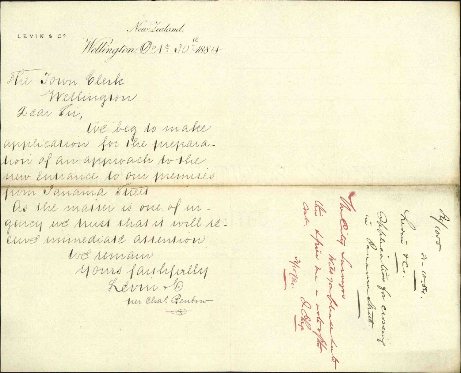 Application for crossing in Panama Street - Levin &amp; Co