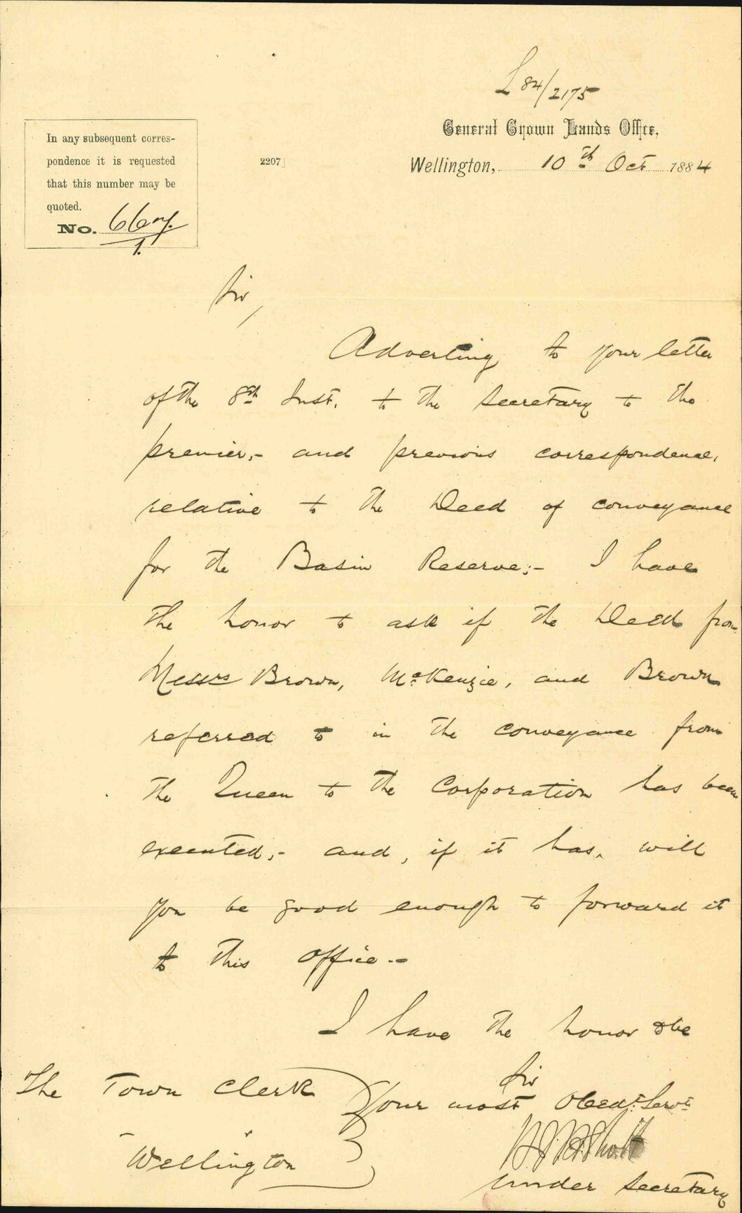 Basin Reserve deed - Under secretary of Crown Land