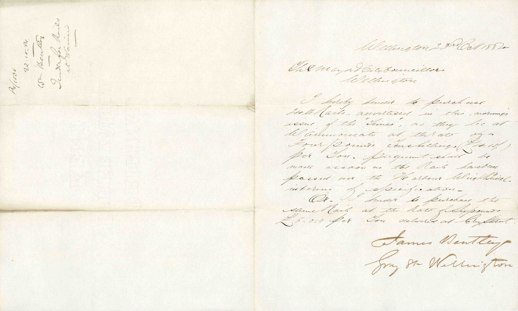 Tender for rails at Wainui - William Bentley