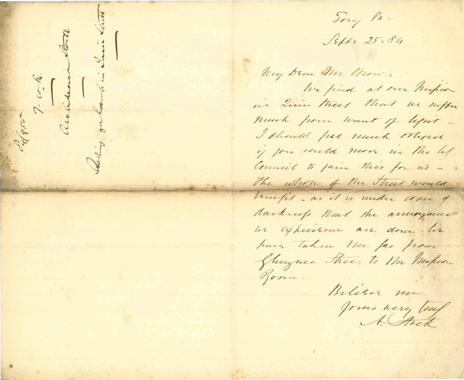 Asking for lamp in Quin Street - Archdeacon Stock