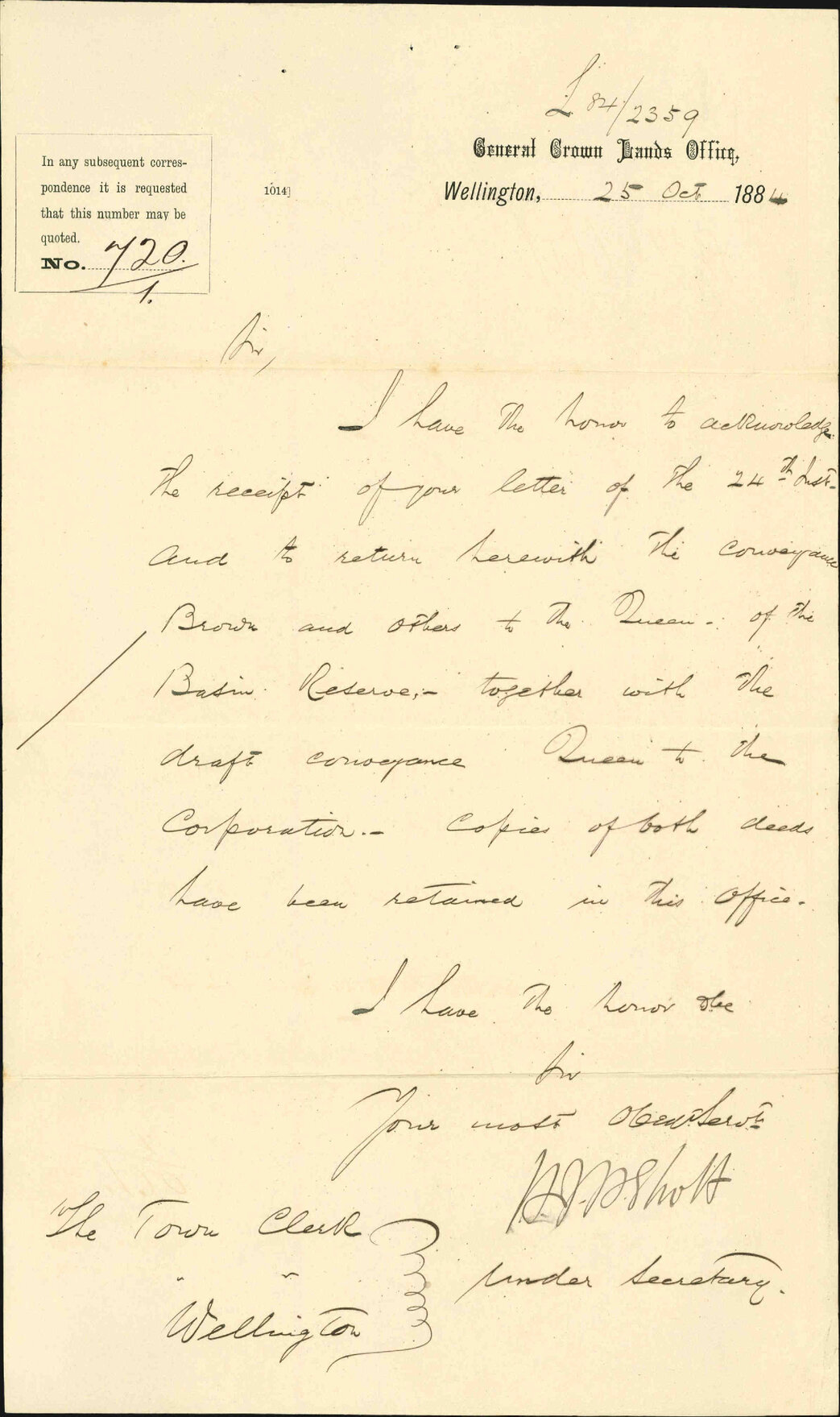 Basin Reserve deed - Crown Lands Department