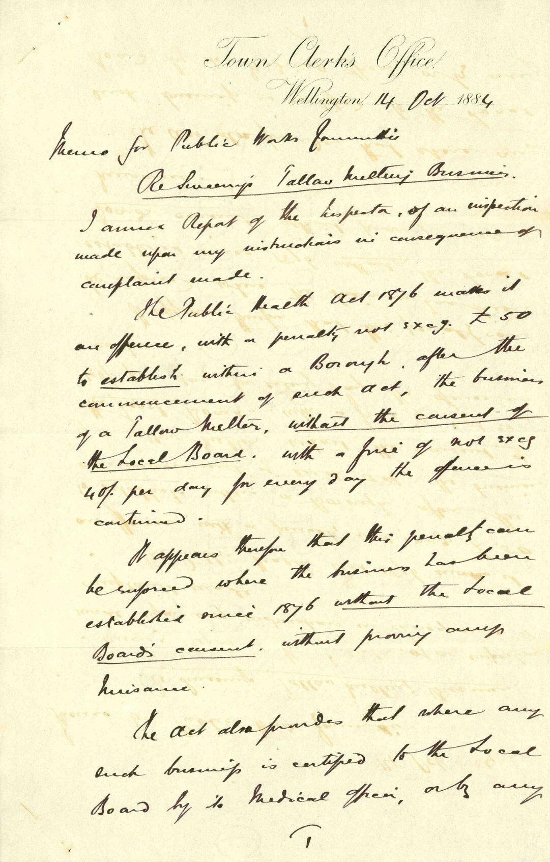 Sweeny's tallow melting business - City Solicitor