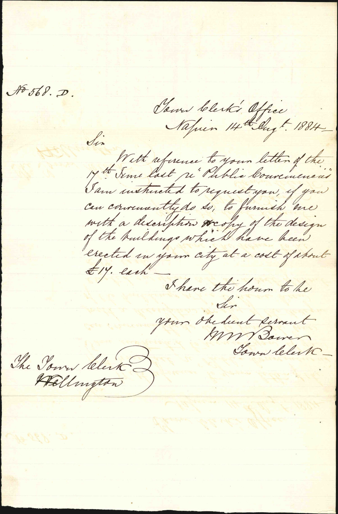 Asking for description of public conveniences - Town Clerk Napier