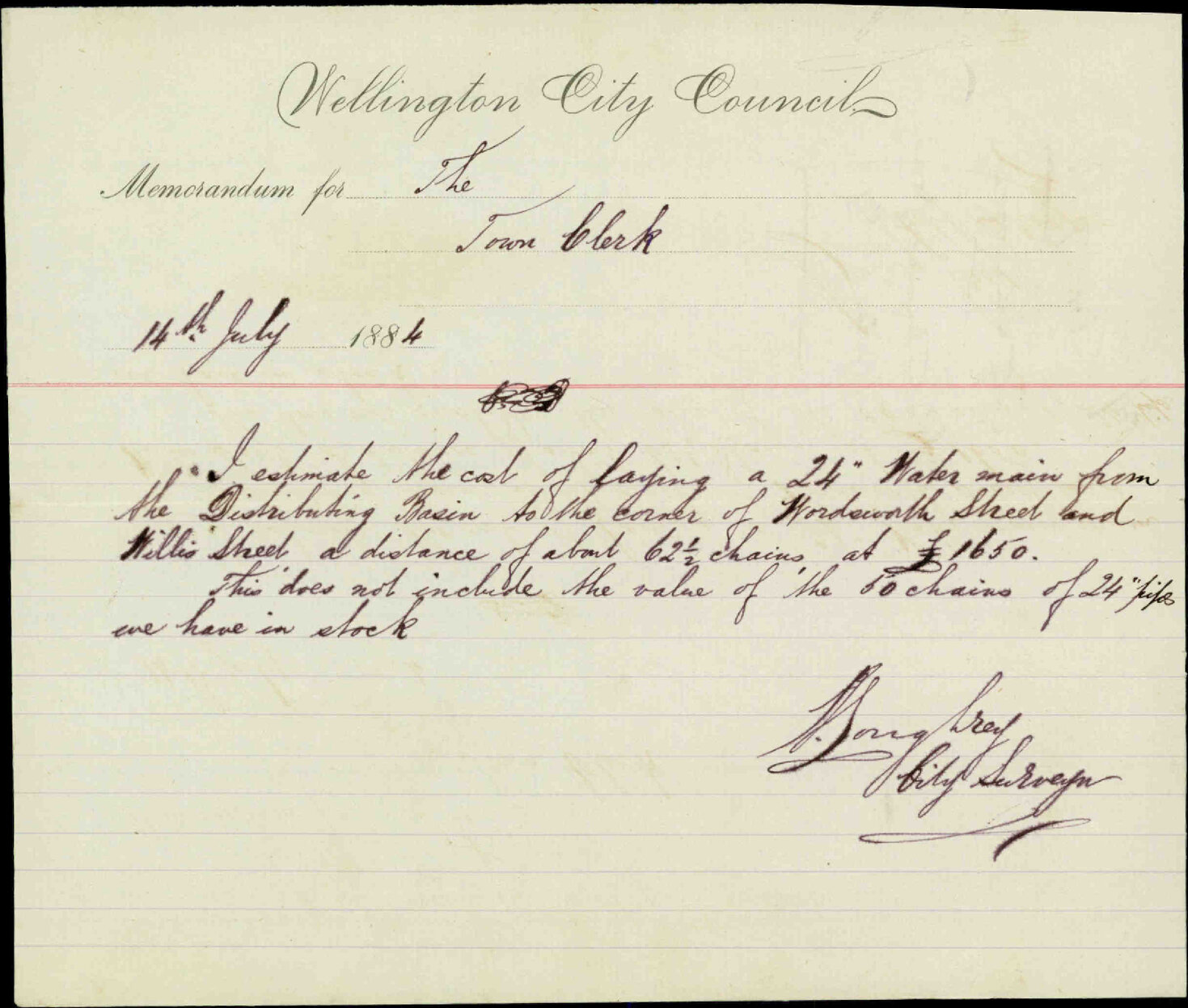 Water Mains from Polhill's Gully - City Surveyor