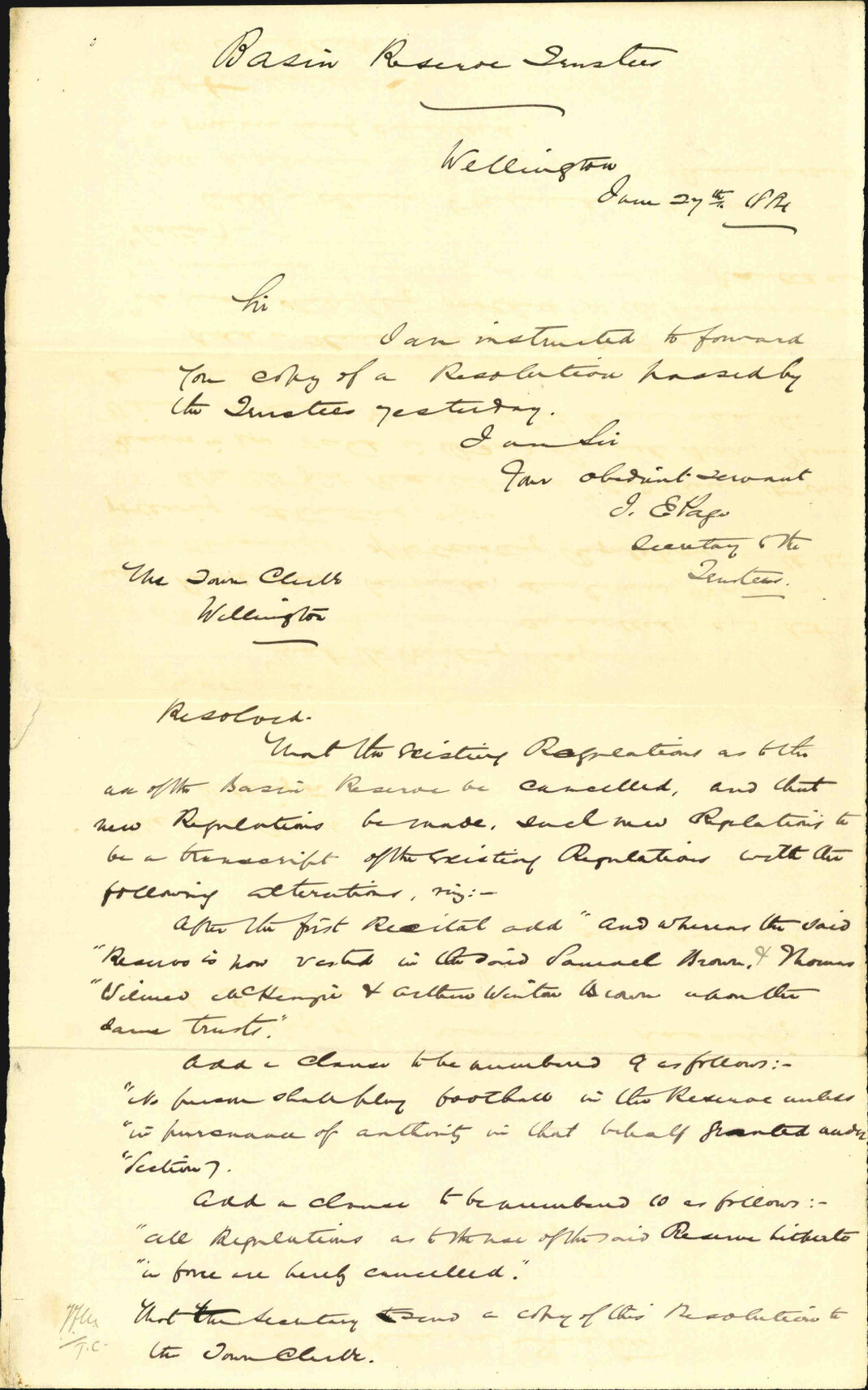 Regulations - Secretary of Basin Reserve Trustees