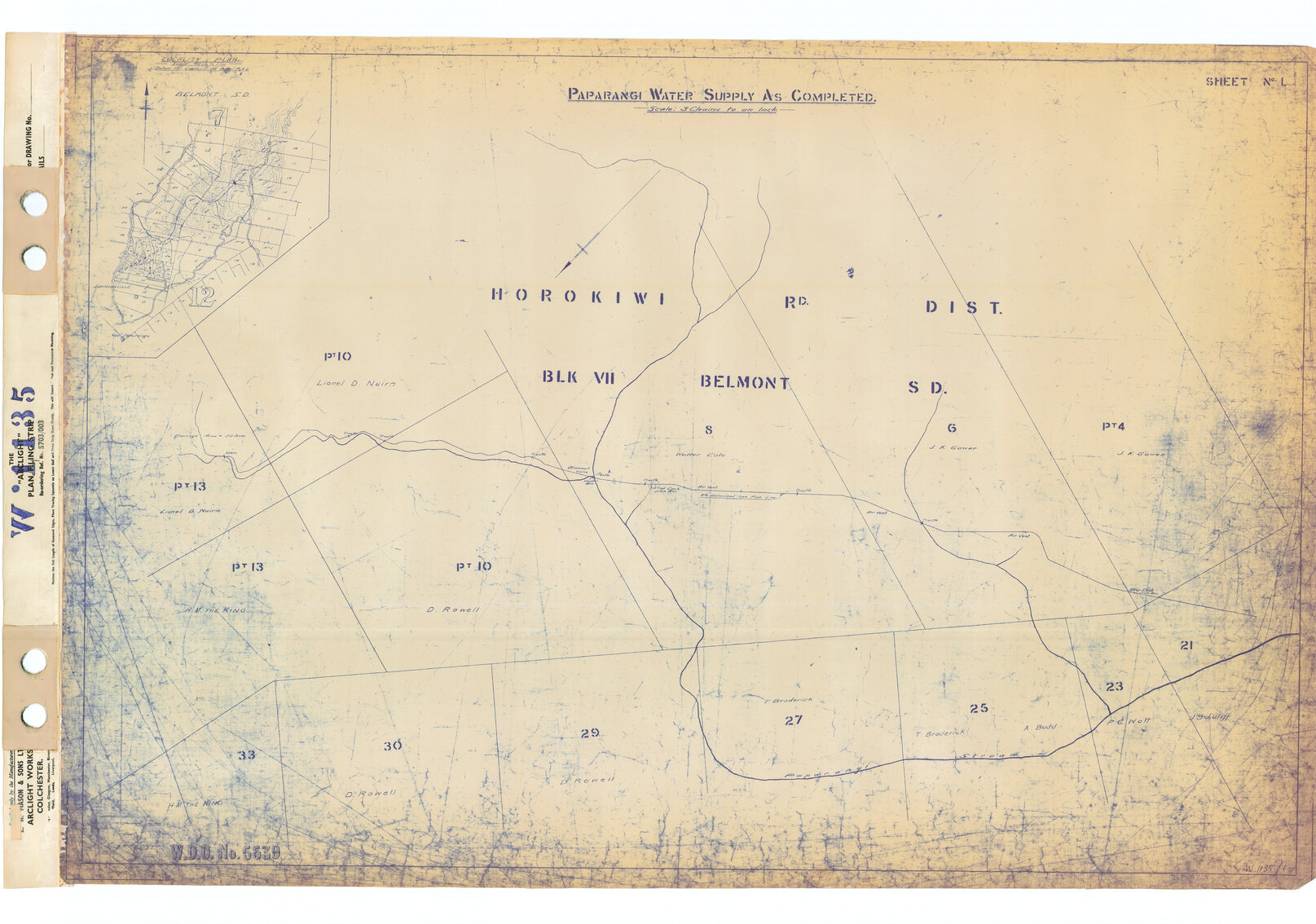 Paparangi, Newlands Water Supply - 1931-1932