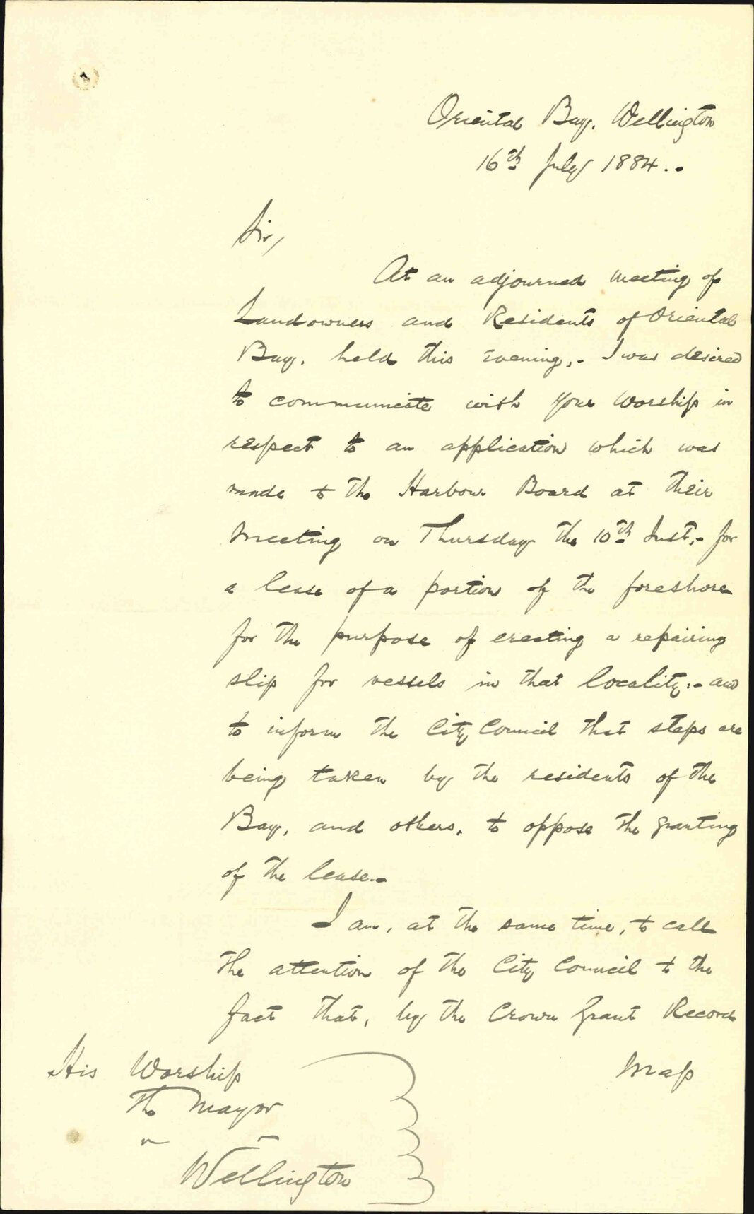 Proposed slip at Oriental Bay - H Stevens