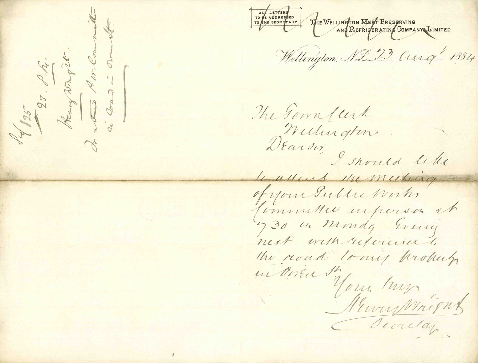 To attend Public Works Committee regarding road in Owen Street - Henry Wright