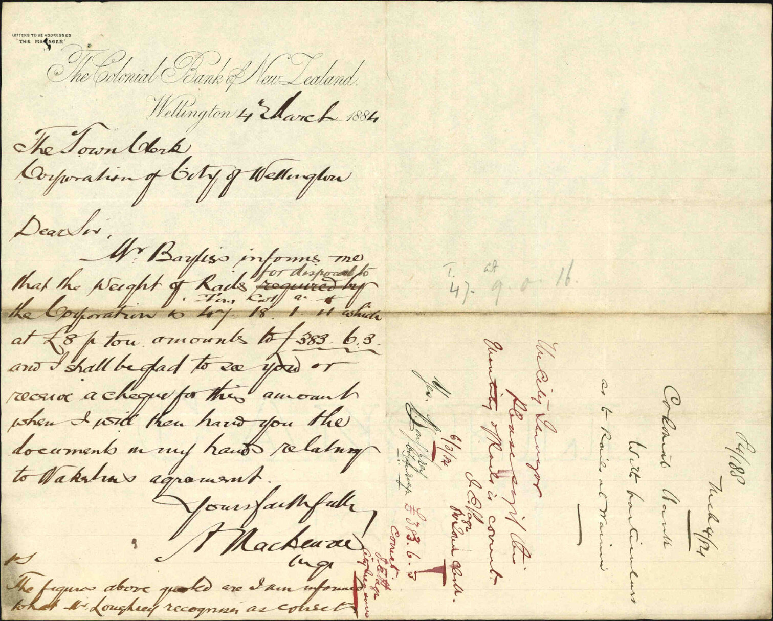 With particulars as to rails at Wainui - Colonial Bank of New Zealand