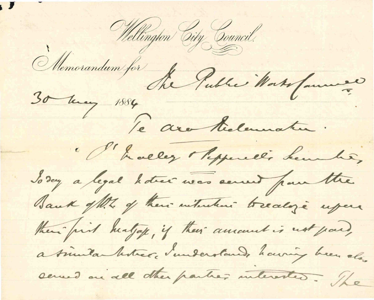 As to notice from Bank of New Zealand regarding Te Aro reclamation, O'Malley and Pepperell's securities - City Solicitor