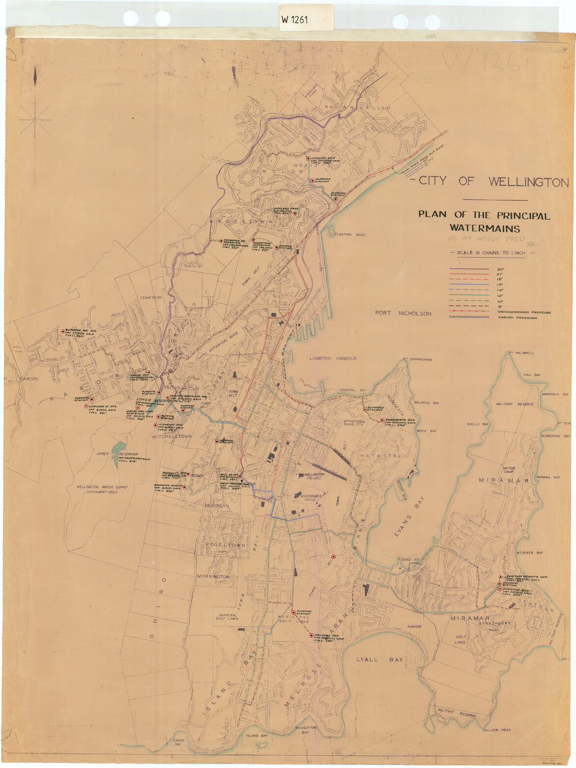 City of Wellington, Plan of Principal water mains - 1950