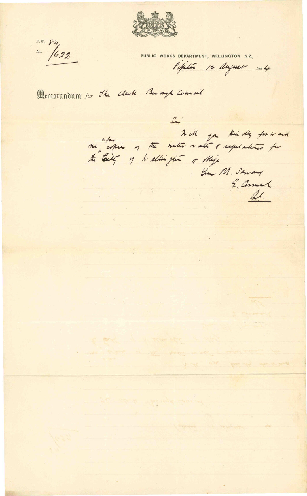 Asking for copy of water regulations - Public Works Department