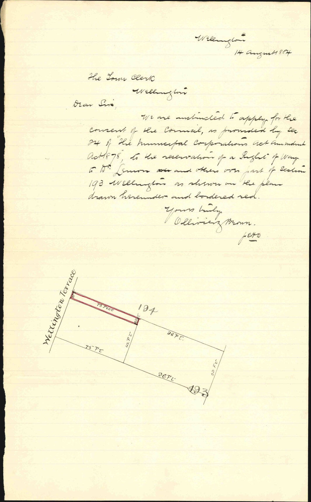 Right of way, Dr Lemon [Wellington Terrace] - Ollivier &amp; Brown