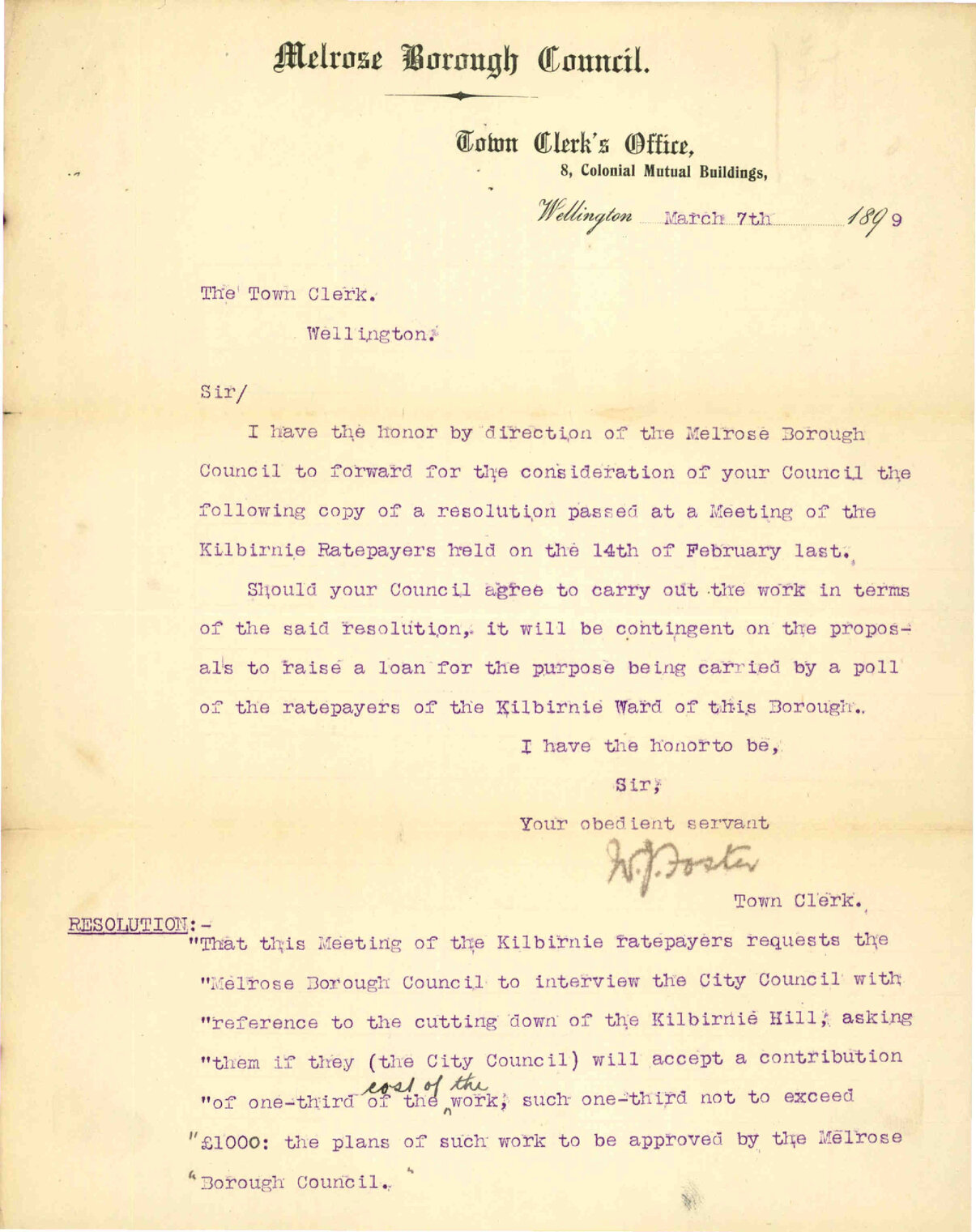 Proposed cutting down of Kilbirnie Hill - Melrose Borough Council