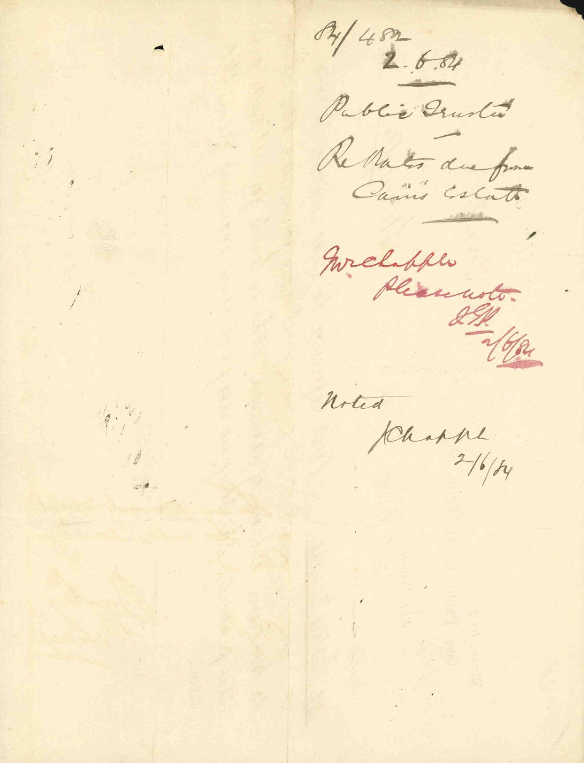 Rates due from Caines Estate, Hill Street - Public Trustee