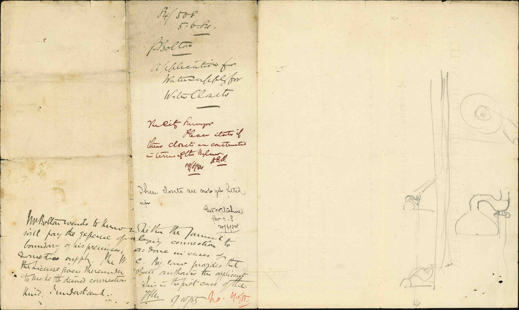 Application for water supply for water closets - G Bolton