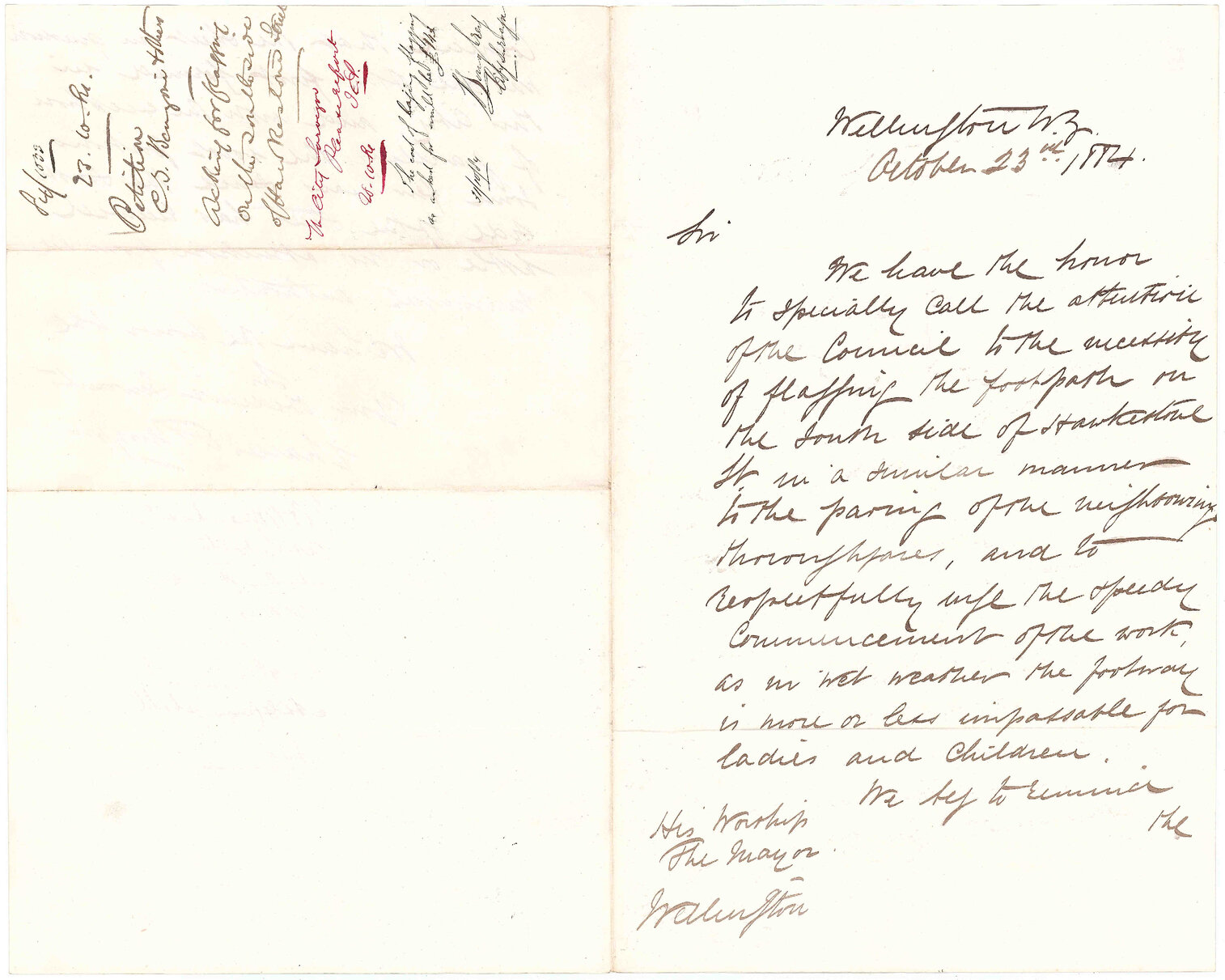 Petition asking for flagging on the south side of Hawkestone Street - C J Bengone and others