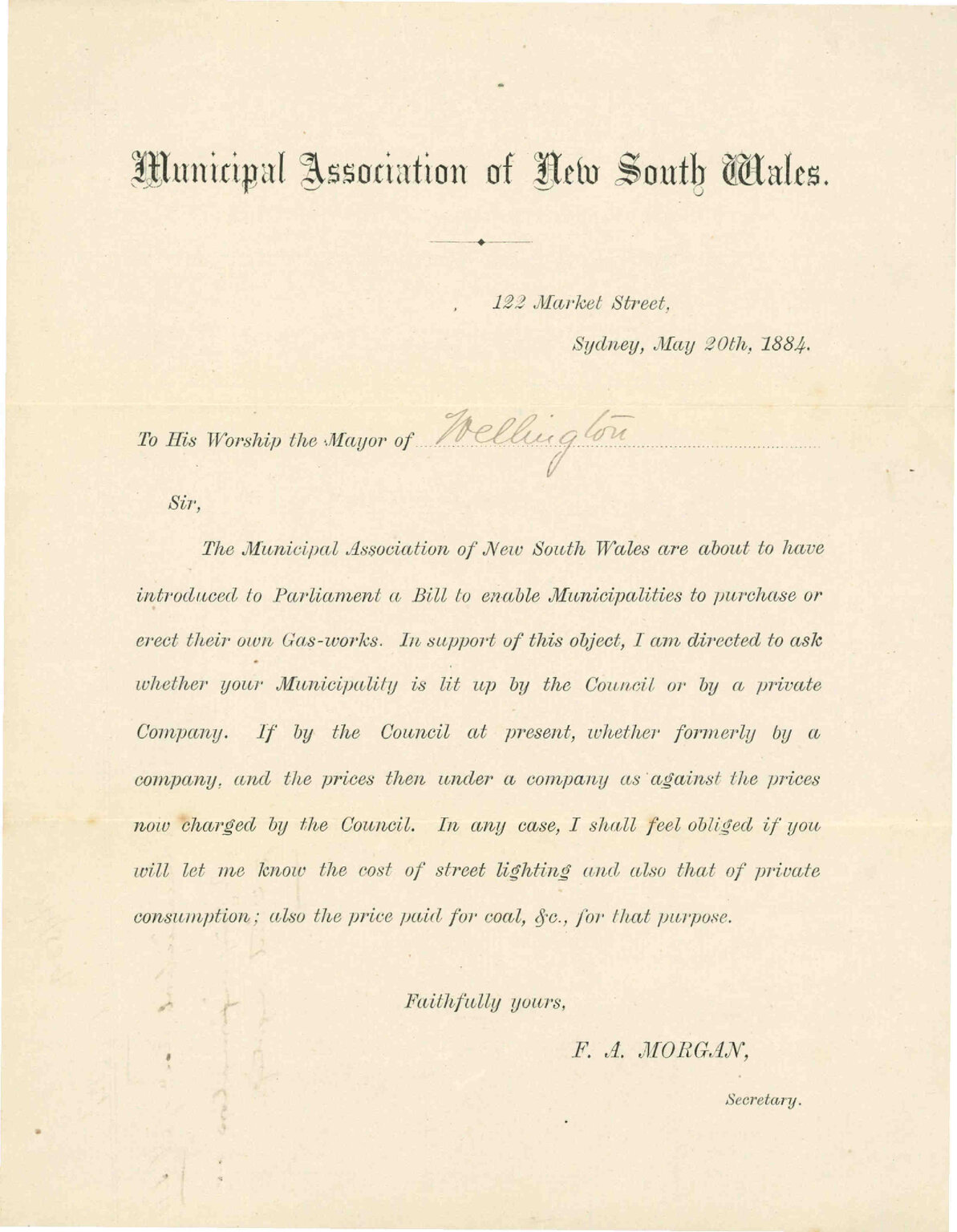 Asking information as to street lighting - Municipal Association of New South Wales