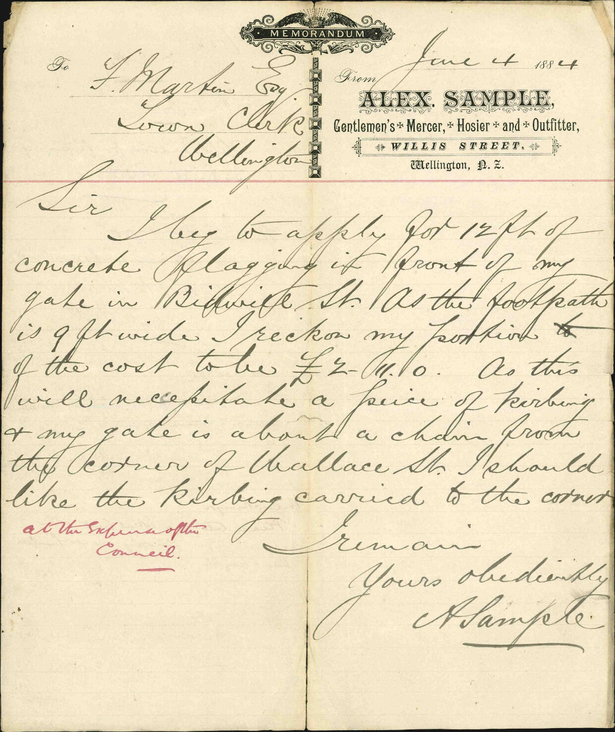 Application for flagging at Bidwell Street - A Sample