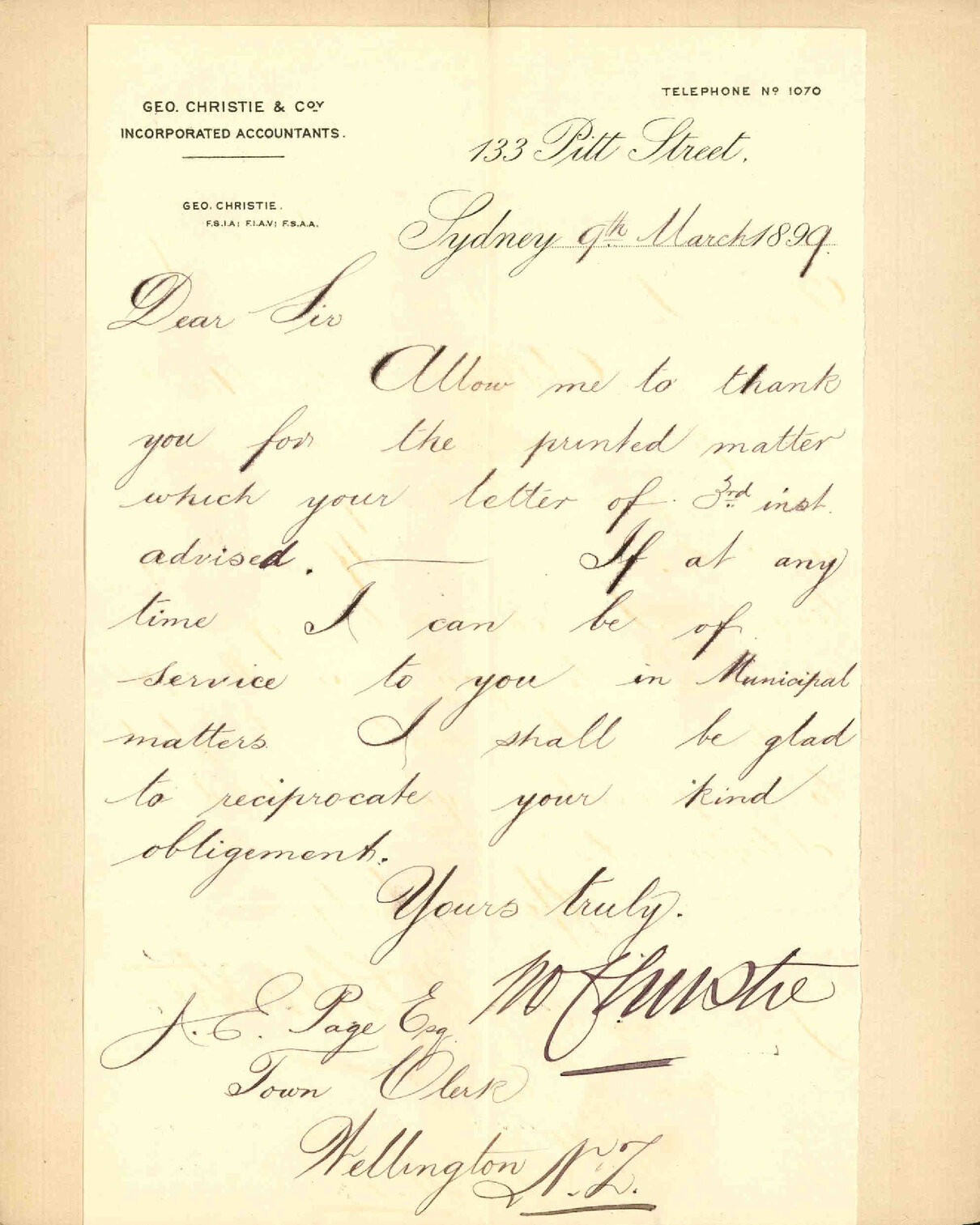 Thanks for information - George Christie (Sydney)
