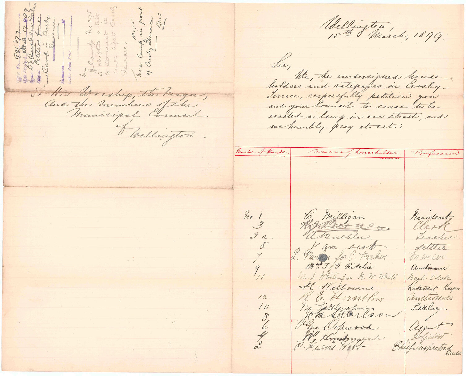 Petition for a lamp in Crosby Terrace - Dr Buchlen and others