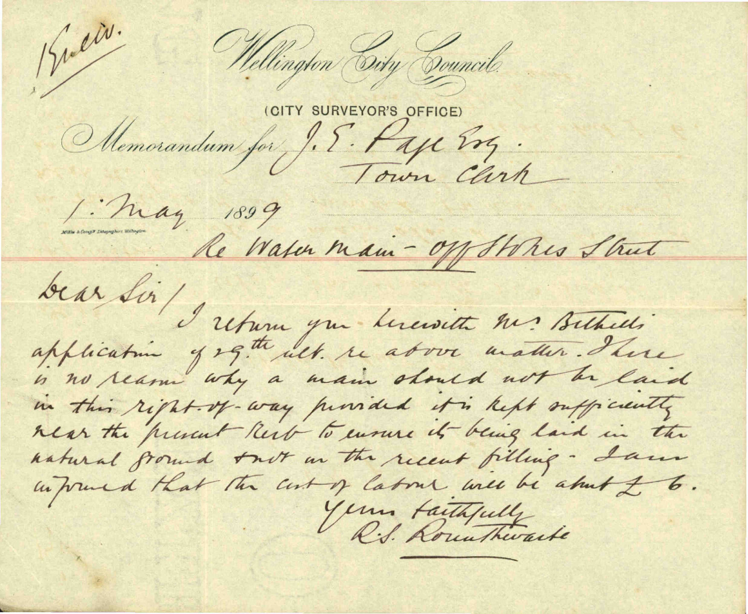 Application for water - C Bethell