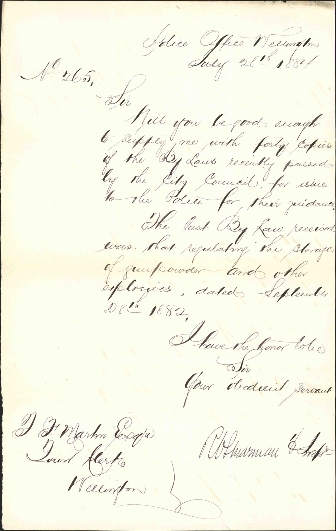 Asking for copy of bylaws - Inspector of Police