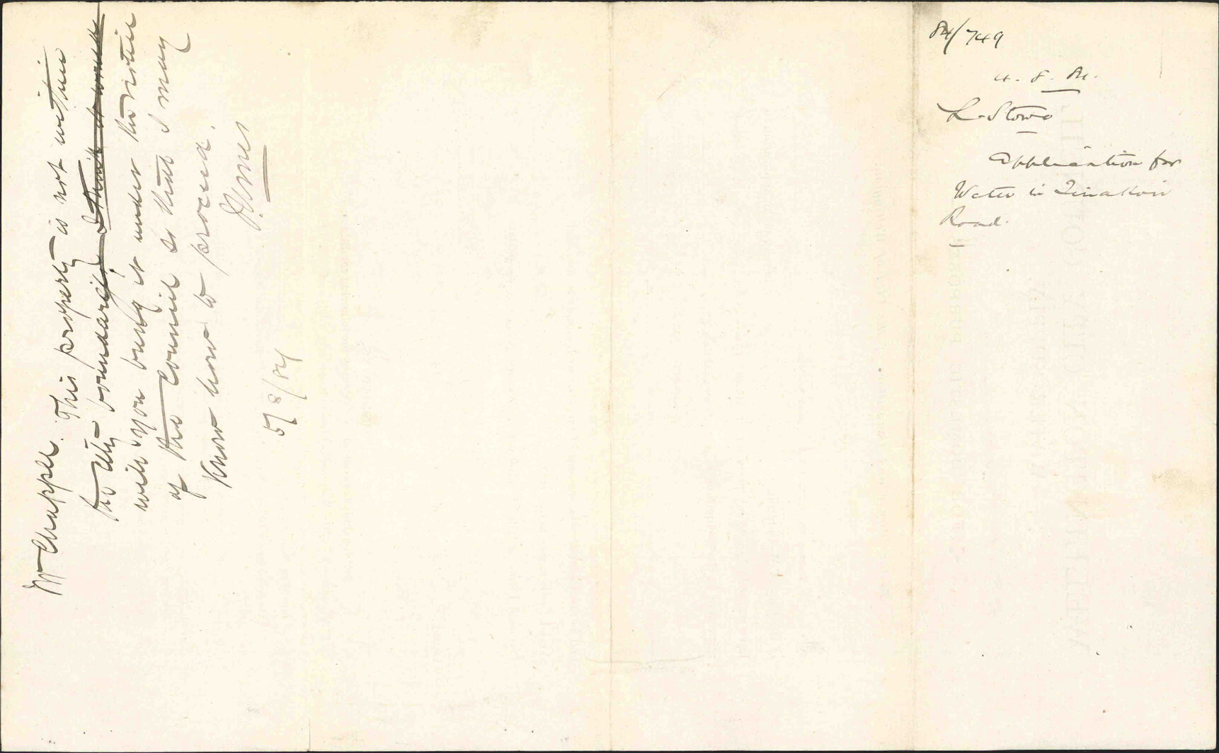 Application for water in Tinakori Road - L Stowe