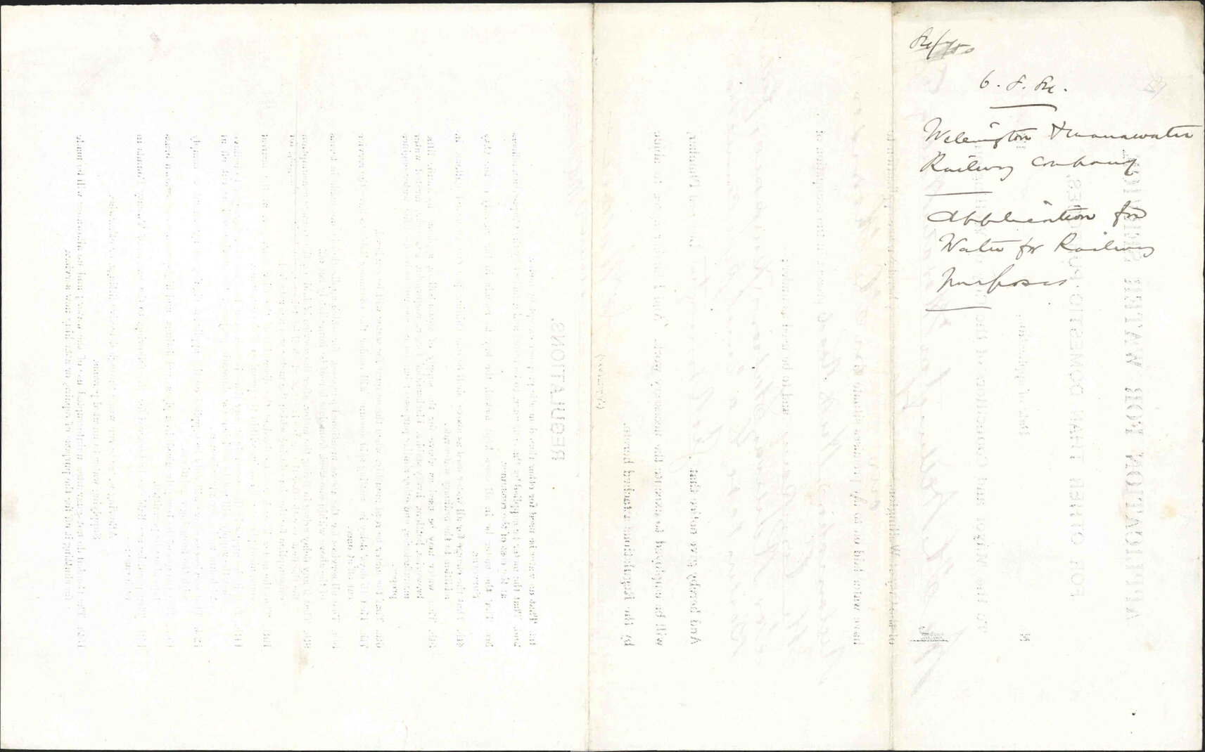Application for water for railway purposes - Wellington and Manawatu Railway Company