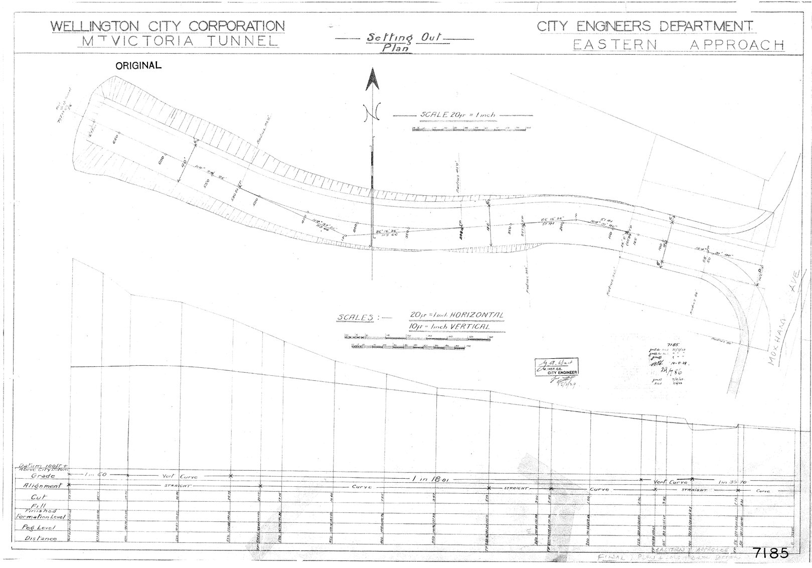 Mount Victoria Tunnel, eastern approach, site plan and longitudinal section