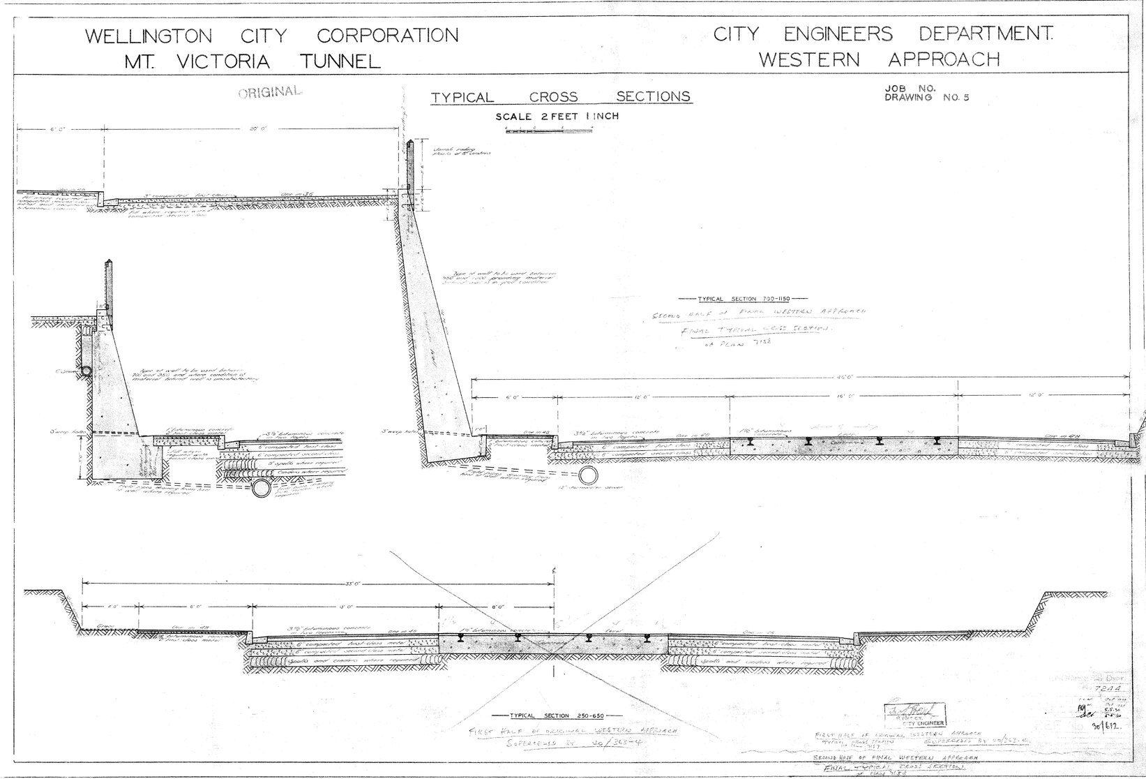 Mount Victoria Tunnel, western approach, sheet 5, typical cross sections