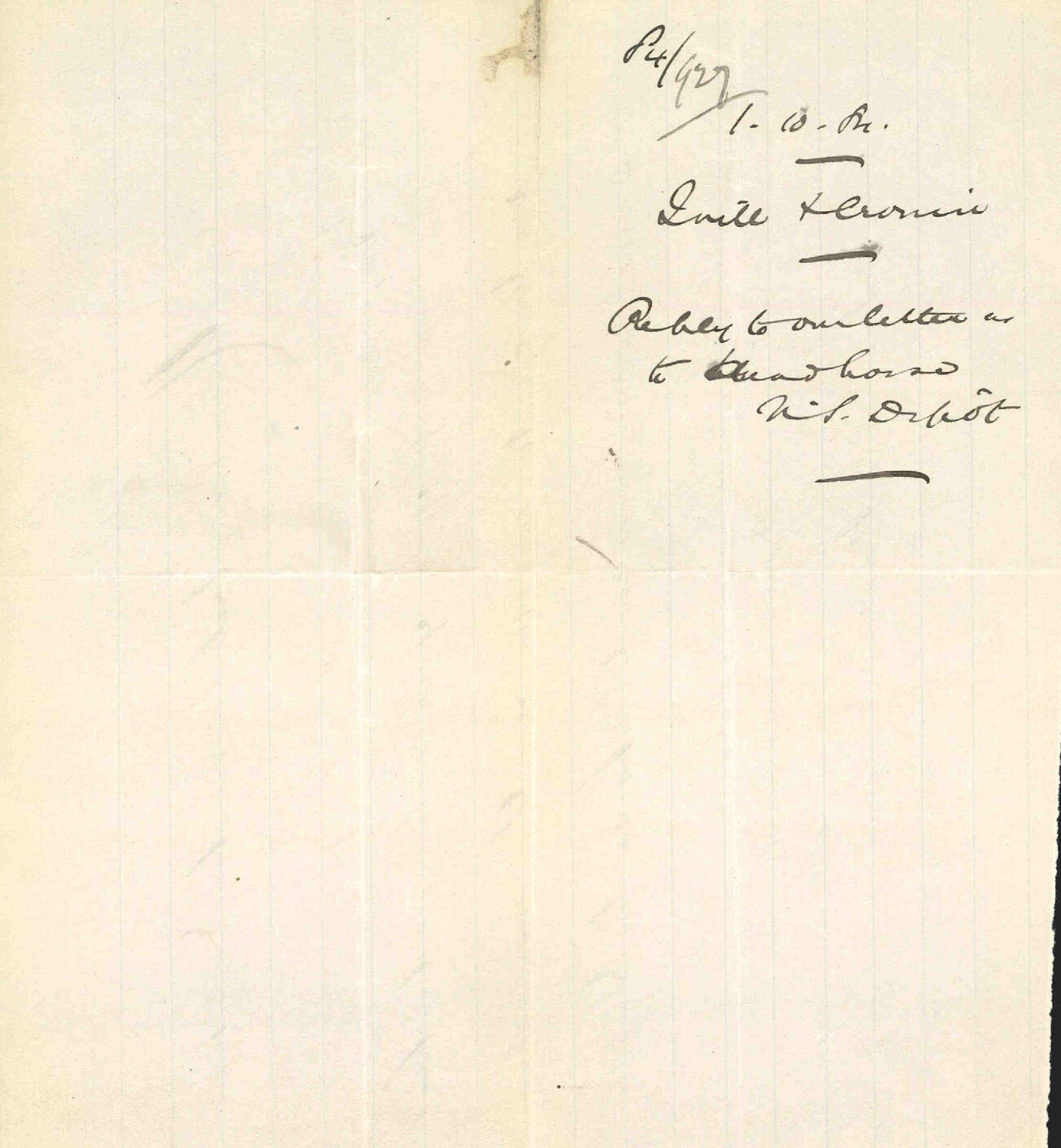 Reply to our letter as to dead horse at night soil depot - Quill &amp; Cronin