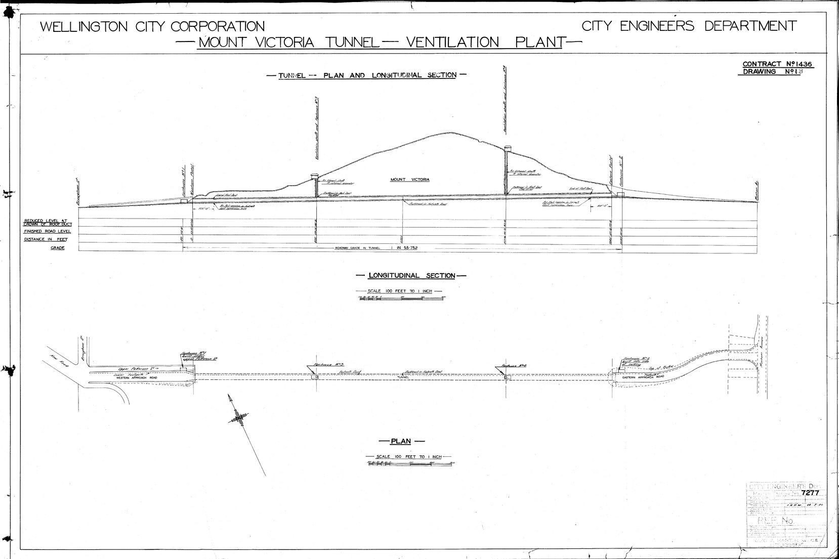 Mount Victoria Tunnel, ventilation plant, sheet 3, plan and longitudinal section
