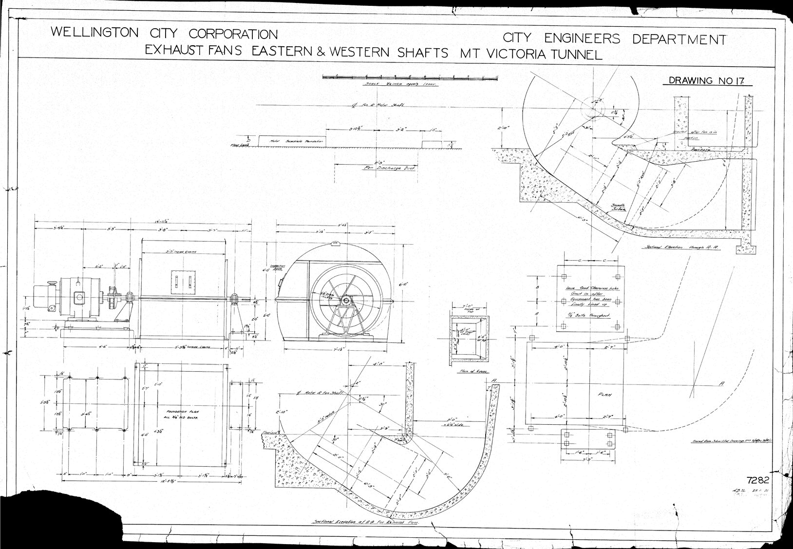 Mount Victoria Tunnel, sheet 17, exhaust fans, eastern and western shafts