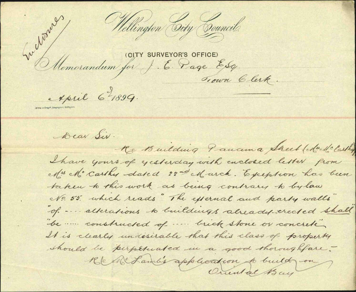 Building in Panama Street - Mrs McCarthy