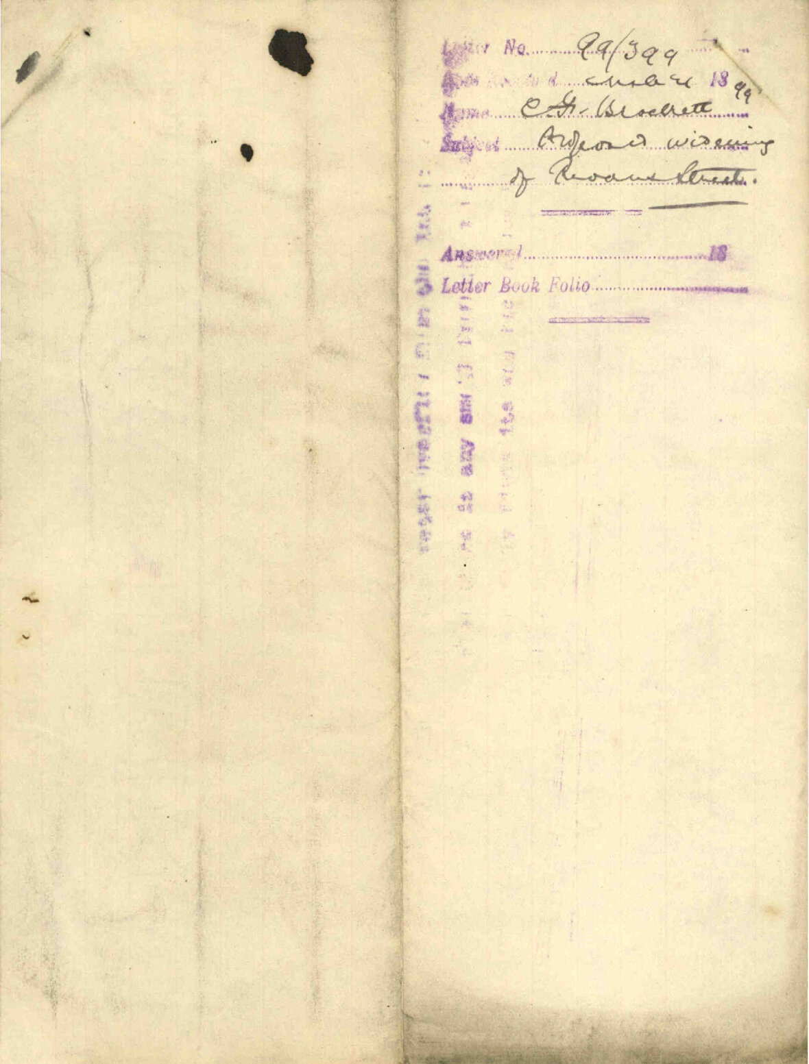 Proposed widening of Revans Street - C F Brockett