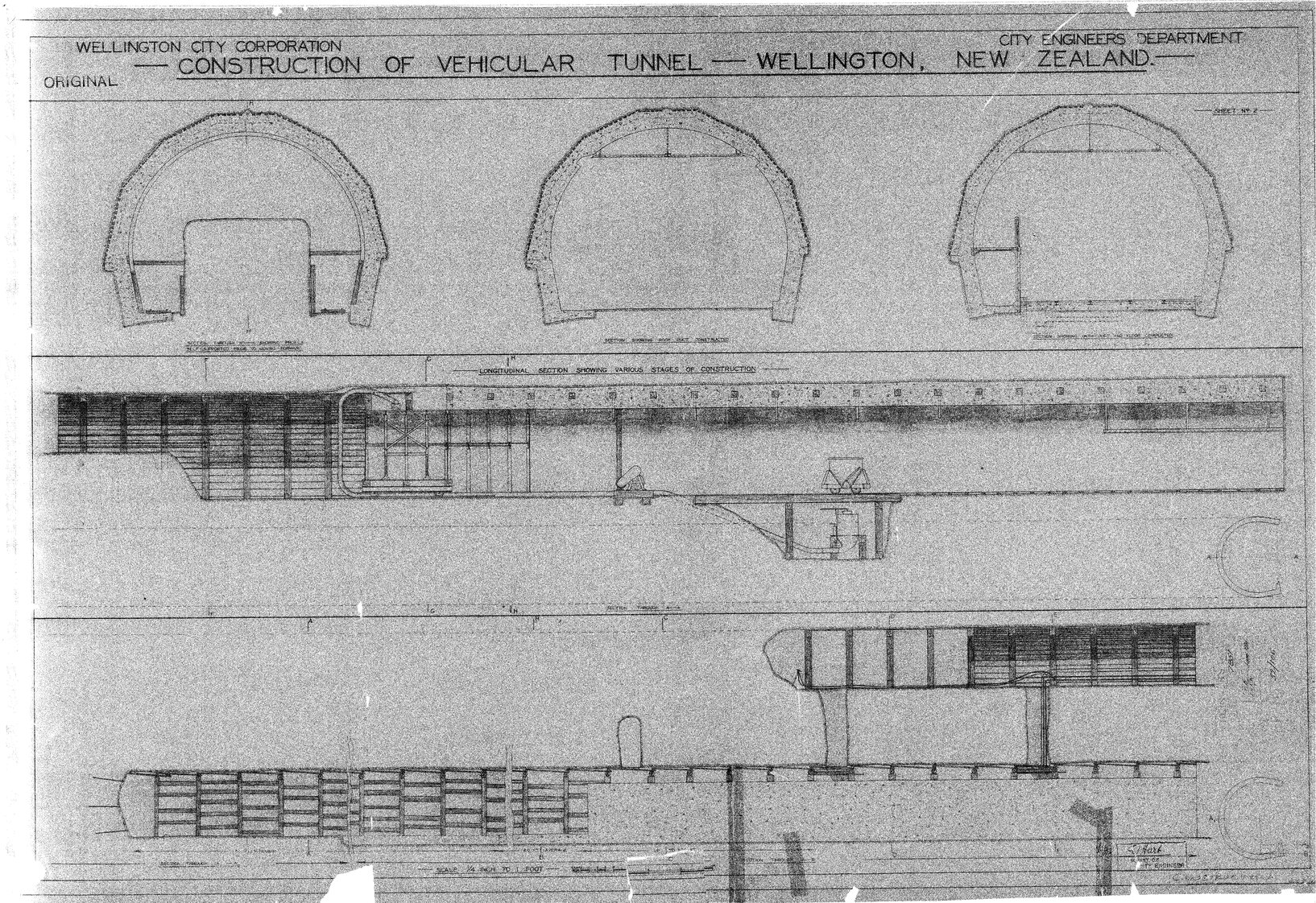 Mount Victoria Tunnel, ventilation diagram, sheet 2, longitudinal and cross sections