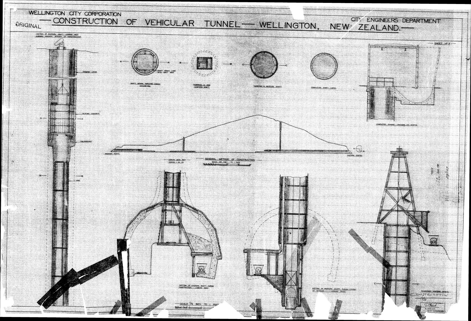 Mount Victoria Tunnel, general method of construction, sheet 3, shaft details