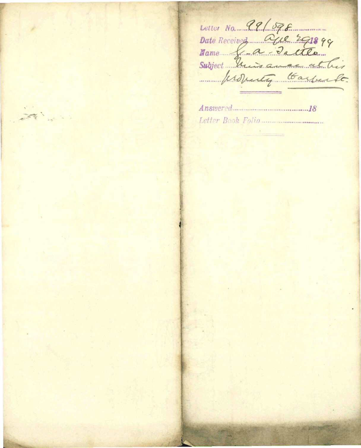 Nuisance at his property, Harper Street - G A Tattle