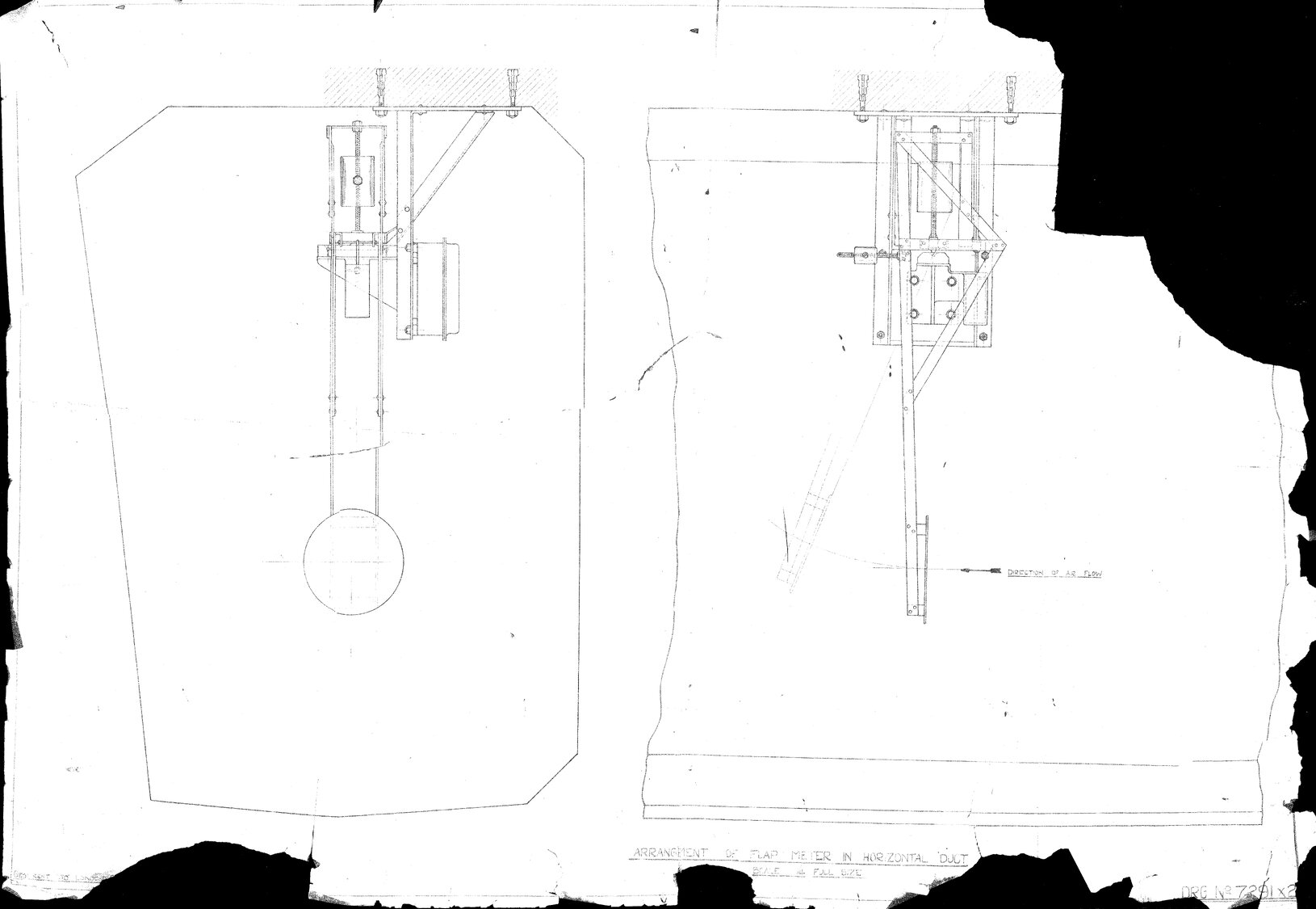 Mount Victoria Tunnel, ventilation plant, Arrangement of flap meter in horizontal duct