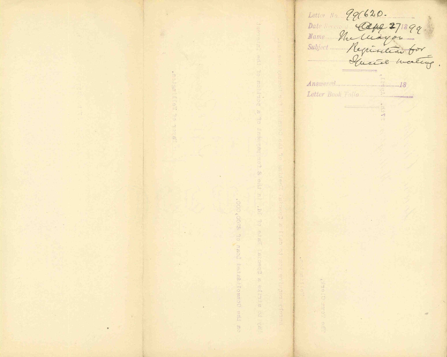 Requisition for special meeting - The Mayor