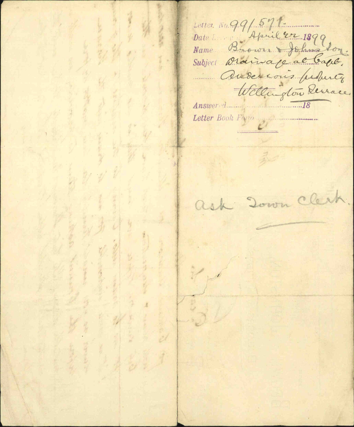 Drainage at Captain Anderson's property, Wellington Terrace - Brown and Johnson