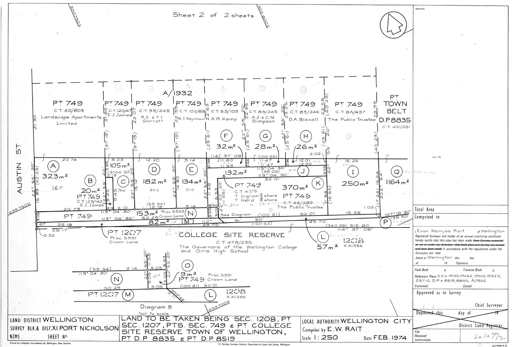 Land to be taken for Mount Victoria pilot tunnel being Section 1208, Part Sections 1207, 749 and college site reserve, Part DP 8835 DP 8519